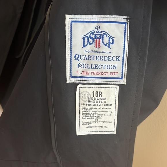 DSCP QuarterDeck Collection 16 R Black All Weather Trench Army Coat Quilt Lined - Picture 5 of 8